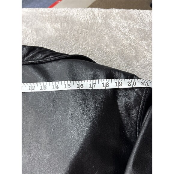 Wilsons M. Julian Vintage Black Leather Button Up Mid-Length Coat Men Large - Picture 9 of 10